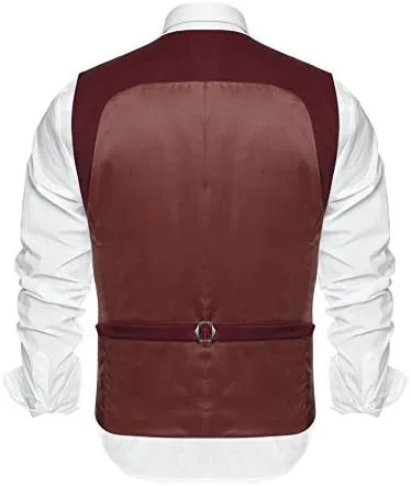 Vista 3 de COOFANDY Chaleco de traje para hombre, ajustado, doble botonadura, chaleco formal de negocios