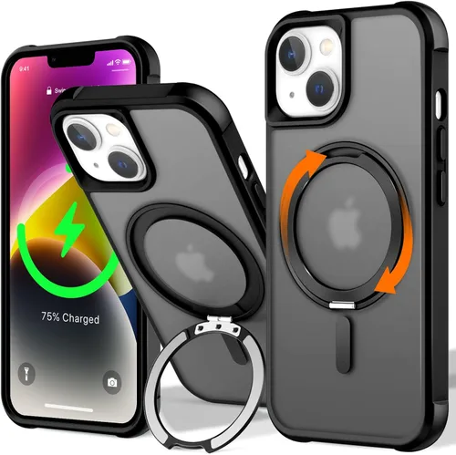 Vista 62 de UMIONE - Funda con diseño de anillo magnético giratorio de 360° para iPhone 11, soporte de bucle invisible integrado, compatible con Magsafe, funda