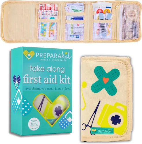 Vista 9 de Botiquín de primeros auxilios de viaje para niños - Mini coche, bolso, mochila o bolsa de pañales de 75 piezas de medicina incluye todos