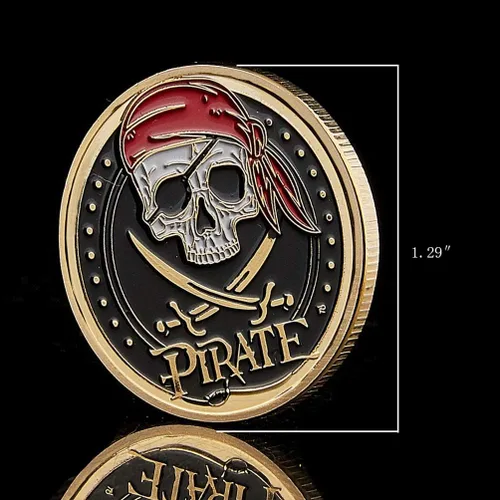 Vista 6 de Joygulls Treasure Island Bay Moneda Cráneo Barco Pirata Challenge Coin