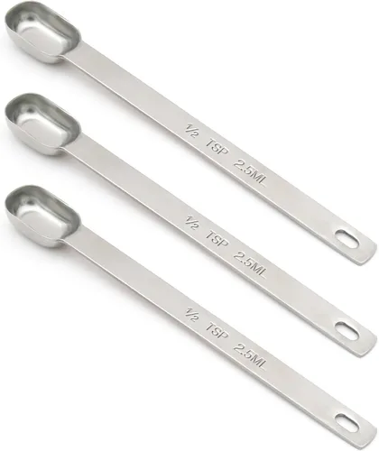 Vista 9 de 1 cucharadita (1/3 cucharada, 0.2 fl oz), cuchara medidora única, cucharaditas individuales de acero inoxidable con mango largo