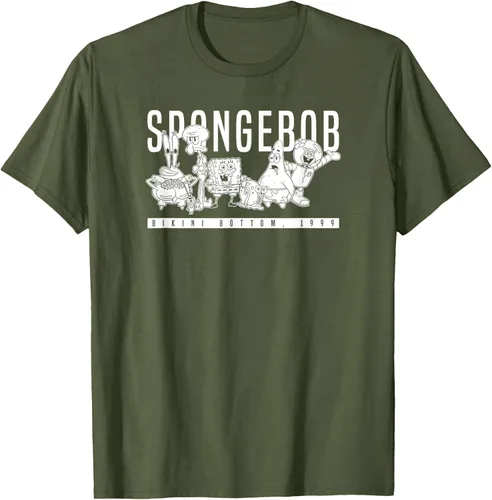 Vista 49 de Bob Esponja Vintage Group Simple Logo Camiseta, Negro