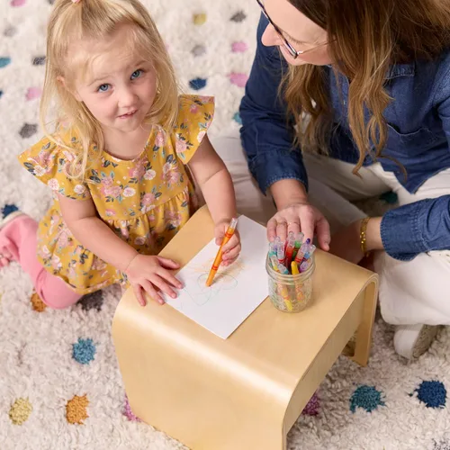 Vista 10 de ECR4Kids Silla cúbica multiusos de madera curvada, muebles para niños, natural