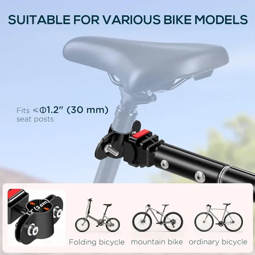 Vista 3 de Aosom Remolque de carga para bicicleta con caja extraíble y cubierta impermeable, remolque de carro de bicicleta con dos ruedas de 16 pulgadas
