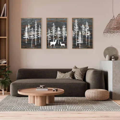 Vista 53 de Celestdeco Juego de arte de pared en lienzo abstracto y neutro grande con marco naranja, moderno y minimalista para pared, diseño geométrico bohemio