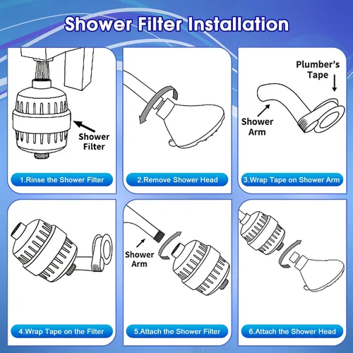 Vista 6 de 2 filtros de ducha con paquete de 4 filtros de ducha de 20 etapas, suavizante de agua resistente para eliminar el cloro, fluoruro, metales pesados