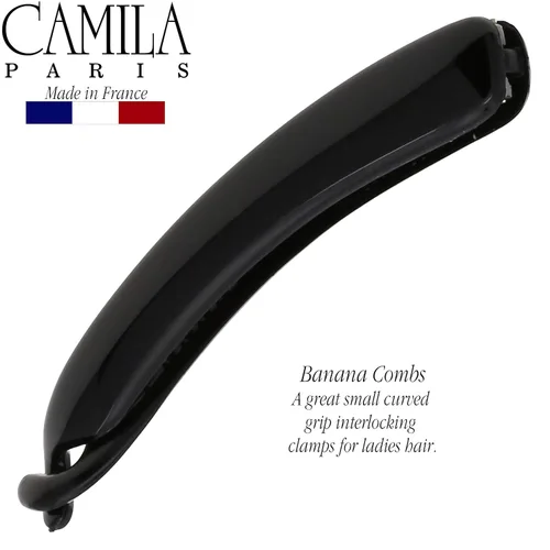 Vista 2 de Camila Paris NV134 - Pinza para cabello francés, soporte flexible para cola de caballo clásico para niñas, peine de plátano entrelazado Negro