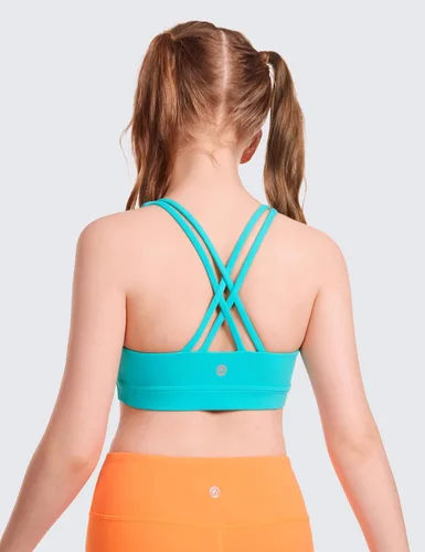 Vista 2 de CRZ YOGA Butterluxe - Brasier deportivo con tirantes delgados y cuello redondo, para yoga, para adolescentes, cómodo, para danza