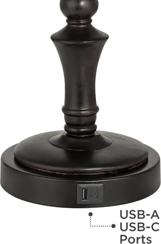 Vista 5 de Regency Hill Corey - Lámpara de mesa de escritorio tradicional de 21.75 pulgadas de alto, estilo hotel, estilo hotel, con puertos USB, carga A+C