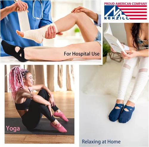 Vista 7 de NEWZILL Calcetines de yoga antideslizantes 2024 para mujer, calcetines de agarre con cojín para pilates, barre, ballet, danza, hospital (3 pares)