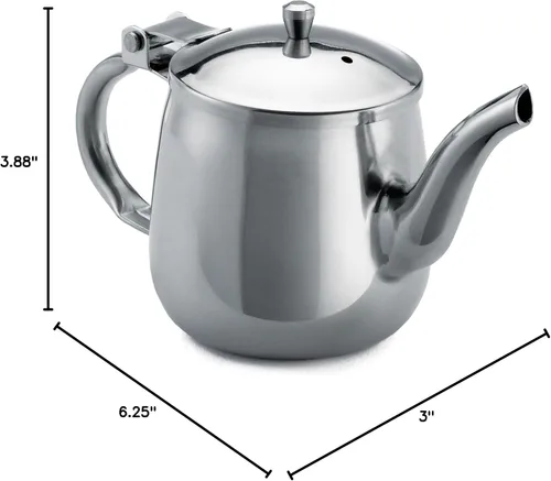 Vista 3 de TableCraft GN10 - Tetera de cuello de cisne de 10 onzas, acero inoxidable, diseño elegante y compacto, perfecta para uso de un solo servicio, solo