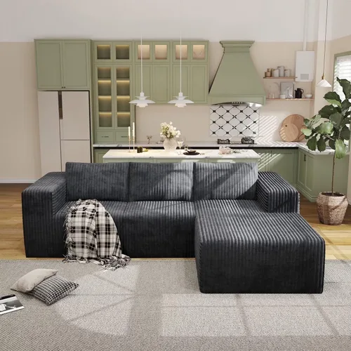 Vista 10 de Sofás modulares de pana otomana de 28.74 pulgadas para sala de estar, taburetes de sofá sin hueso, no requiere montaje, sofá profundo en una caja