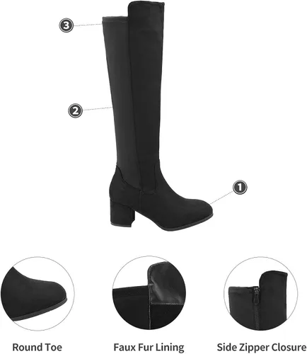 Vista 2 de DREAM PAIRS Botas a la rodilla, de tacón alto, para mujer