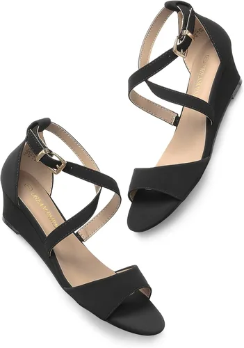 Vista 3 de DREAM PAIRS - Sandalias de tacón bajo con correa de tobillo para mujer