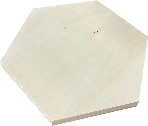 Vista 6 de Paneles de madera sin terminar para pintar, tableros con marco hexagonal de madera en blanco para manualidades y vertido de arte