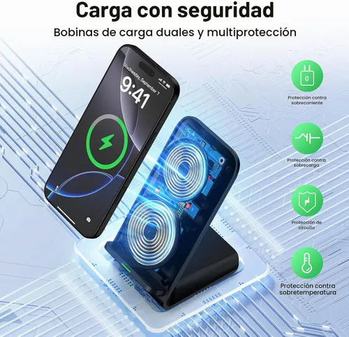 Vista 3 de Cargador inalámbrico Samsung S25 FE de 15 W, soporte de carga rápida para Galaxy S26+S26 Ultra S25 S24 FE S23 S22, para Motorola estación de carga