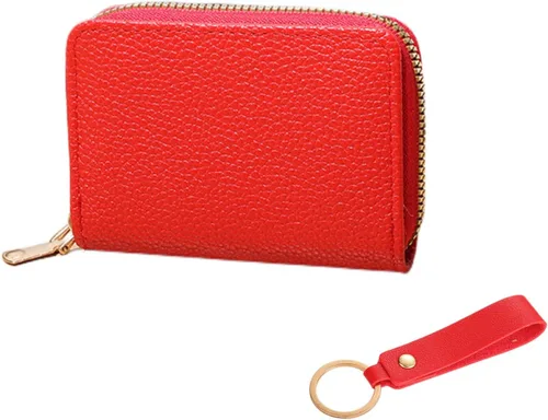 Vista 7 de PEIQICHU Estuches de tarjetas para mujer, Rojo -, Moda