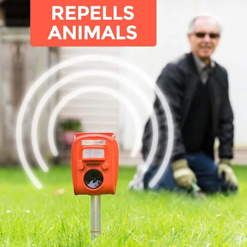 Vista 6 de Repelente solar de animales para exteriores, disuasorio ultrasónico activado por movimiento con luz intermitente, defensa de jardín humana