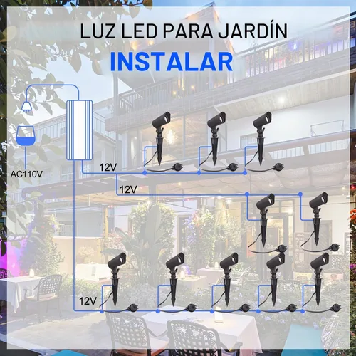Vista 2 de E ENERGETIC LIGHTING Luces LED de paisaje con conectores, 12 V de bajo voltaje, blanco cálido 3000 K, 4 W, 175 LM, luces de camino de jardín Paquete