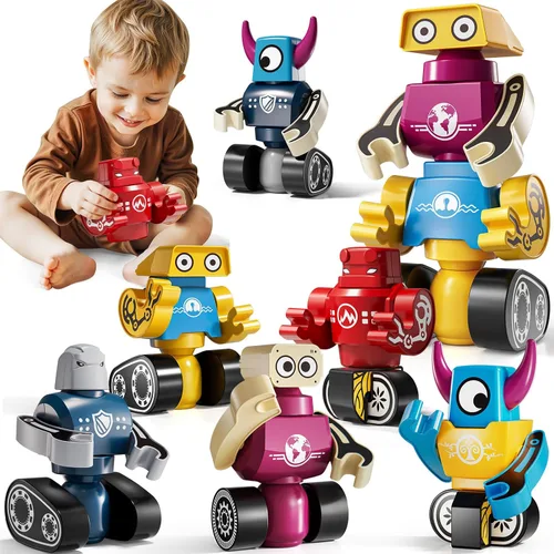 Vista 10 de Juguetes de construcción de robots magnéticos para niños de 3 a 5 y 4 a 8 años, set de 36 piezas de bloques de construcción de robots monstruos