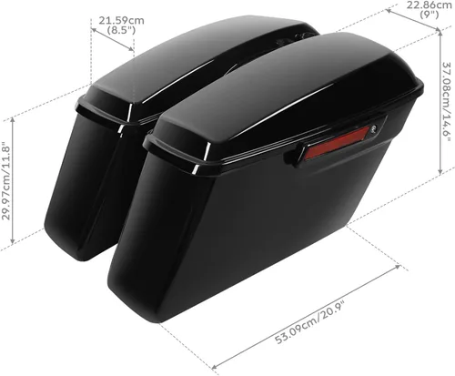 Vista 2 de Green-L Alforjas rígidas negro vívido con llaves de pestillo negro y forros compatibles con Harley Touring Road King Street Glide Electra Ultra
