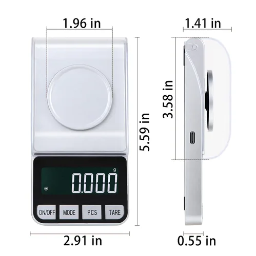 Vista 9 de Báscula digital de miligramos de alta precisión recargable de 3.53 oz/0.00 oz, escala de gramos, báscula de bolsillo, báscula de alimentos