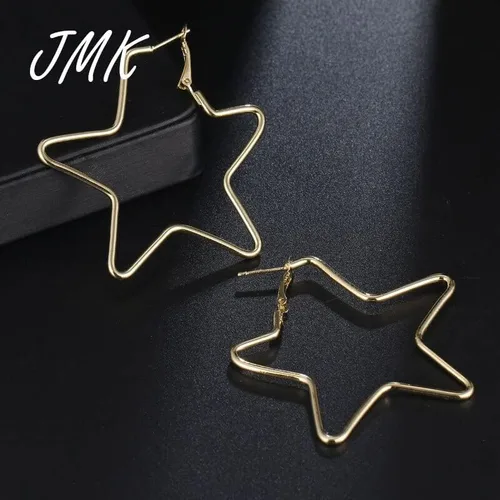 Vista 4 de 2024 New 18K Gold Star Earrings Exquisite Geometric Simple Alloy Metal Rose Gold Jewelry For Women Girls Birthday Party Gift Fashion Accessories