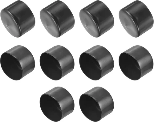 Vista 134 de uxcell 10 tapas de goma para extremos de 0.591 in de identificación, tapa de extremo redondo, protectores de rosca de tornillo, color negro
