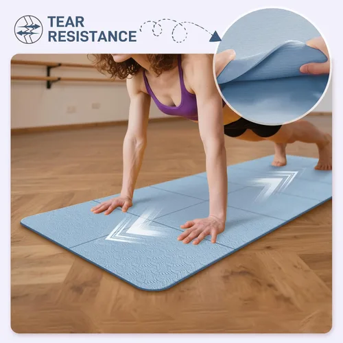 Vista 3 de Foldable Yoga Mat for Travel 72"x 32"x 0.32"Inch, 8mm Thick Folding Exercise Mat, Outdoor Non-slip Pilates Mat for Women & Men, Wide Yoga Mat