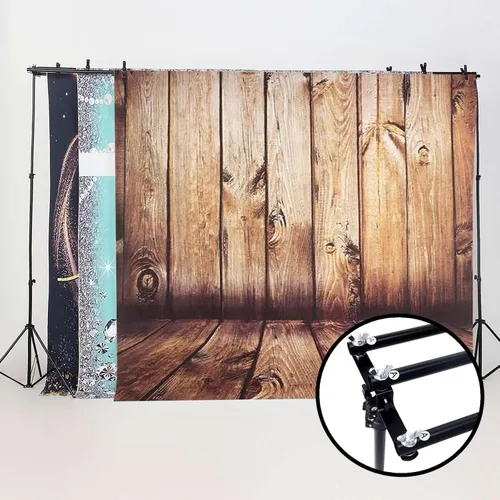 Vista 6 de Efavormart - Kit de soporte de fondo de barra transversal triple de 8 x 10 pies, soporte de fondo metálico ajustable 3 en 1, sistema de fotografía