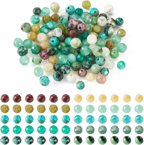 Vista 11 de Fashewelry 480 cuentas de cristal redondas facetadas de 0.118 pulgadas (0.118 in), pequeñas cuentas de piedra mixta natural y sintética