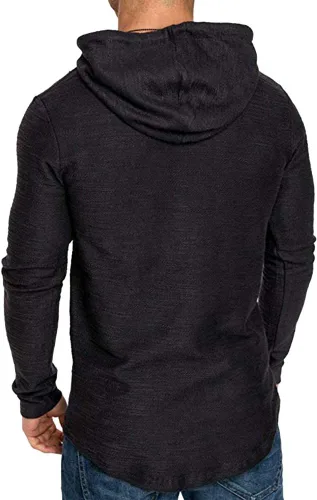Vista 5 de Lexiart Sudadera deportiva con capucha para hombre, color liso, forro polar
