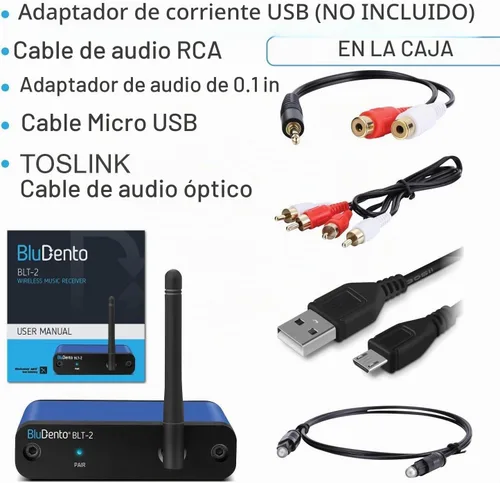 Vista 8 de BluDento BLT-2 True Hi-Fi Bluetooth v5.1 Receptor de audio, TI DAC integrado para salida RCA estéreo analógica, rango de trabajo mejorado, salidas
