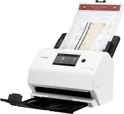 Vista 2 de Canon imageFORMULA R50 - Escáner de documentos empresariales para PC y Mac, escaneo dúplex a color, conexión con cable USB o red Wi-Fi, pantalla