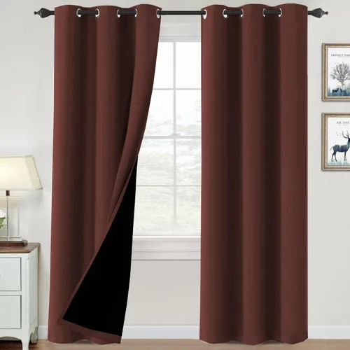 Vista 71 de H.VERSAILTEX Cortinas 100% de opacidad para dormitorio, con aislamiento térmico, cortinas opacas de 63 pulgadas de largo, cortinas de bloqueo