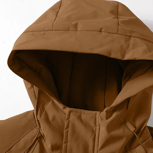 Vista 5 de Chaqueta impermeable de esquí para hombre con forro polar cálido para invierno con capucha costuras totalmente selladas