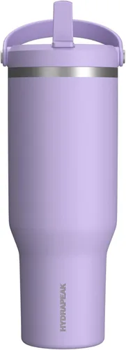 Vista 3 de Hydrapeak Nomad - Vaso de 32 onzas con asa y tapa con popote, a prueba de fugas, doble aislamiento, vaso de acero inoxidable de 32 onzas (almendra)