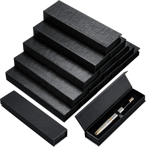 Vista 7 de Gersoniel 6 cajas para bolígrafos de regalo, estuche negro vacío para bolígrafos con cojín, caja de cartón, vitrina para regalo de joyería, regalo