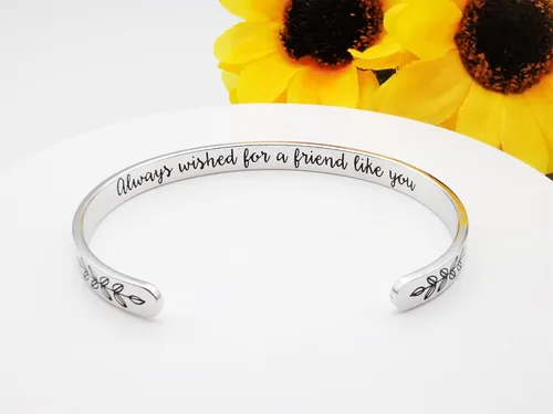 Vista 43 de Pulseras inspiradoras para mujer, joyería de acero inoxidable, con refranes, pulsera motivacional con mensaje oculto, pulseras grabadas para mejor