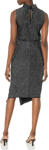 Vista 2 de KARL LAGERFELD PARIS WOMENS DRESSES Vestido midi de terciopelo con cuello alto falso para mujer