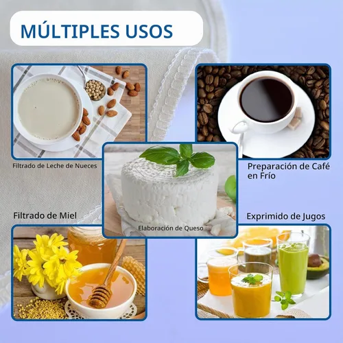 Vista 7 de Paquete de 3 bolsas de leche de nuez de 16 x 16 pulgadas para colar, 100% tela de algodón sin blanquear, gasa reutilizable, colador para leche