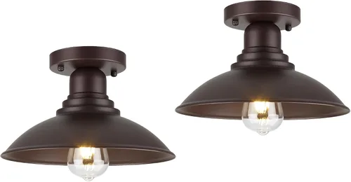 Vista 8 de GOLDHILL Luz de Granero Exterior Negra con Cuello de Ganso, Luces de Tocador de Estilo Granja con Base E26, Luces Exteriores Redondas para Casa Negro