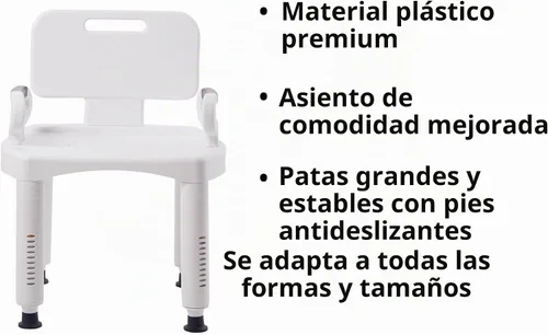 Vista 2 de McKesson Banco de baño con respaldo extraíble, 21.25 pulgadas, 21-1/4