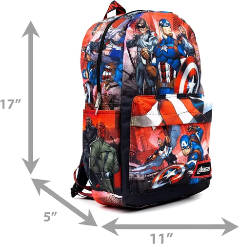 Vista 6 de Wondapop Disney Marvel Avengers Captain America - Mochila de nailon de tamaño completo de 17 pulgadas