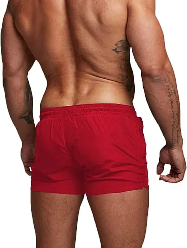 Vista 2 de Rexcyril Pantalones cortos de entrenamiento para hombre, de secado rápido, de 3 pulgadas, para correr, fisicoculturismo, con forro y bolsillos