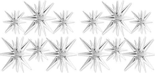 Vista 44 de Globos de papel de aluminio con forma de estrella negra de PartyWoo, 2 piezas de 42 pulgadas, grandes, con puntas explosivas, de Mylar
