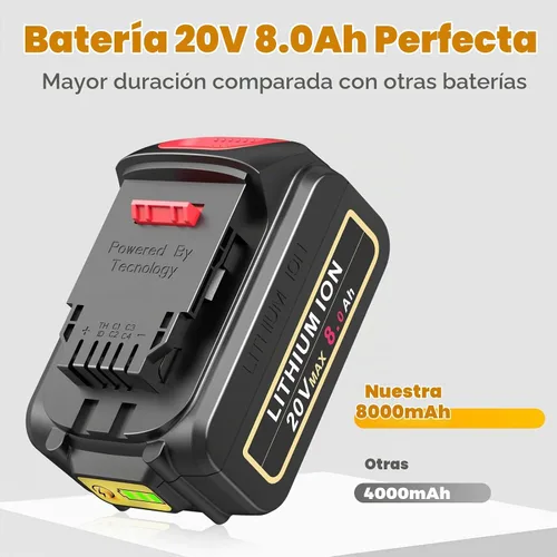 Vista 5 de ARyee Paquete de 4 baterías de repuesto de 20 V 8.0 Ah para Dewalt de 20 V compatibles con 20 V MAX DCB200 DCB201 DCB203, DCB204 DCB205 DCB206