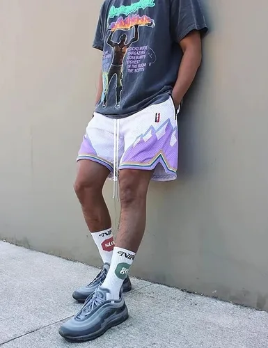 Vista 5 de DIOTSR Pantalones cortos deportivos de baloncesto para hombre, pantalones cortos de malla para entrenamiento casual para correr, con bolsillos