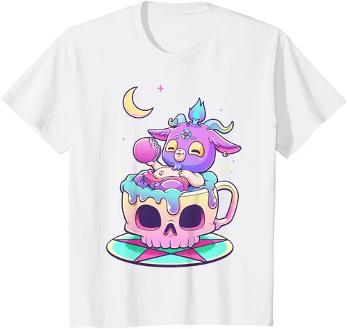 Vista 70 de Kawaii Pastel Goth Cute espeluznante Pentáculo Baphomet - Camiseta de cabra, Negro