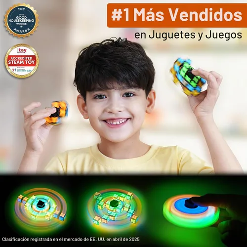 Vista 2 de TOSY Spinner Fidget Magnético que Brilla - 16 Bloques, Juguete 3 en 1: Spinner Fidget Transformable, Cubo Infinito/Rompecabezas, Brillante, Rellenos